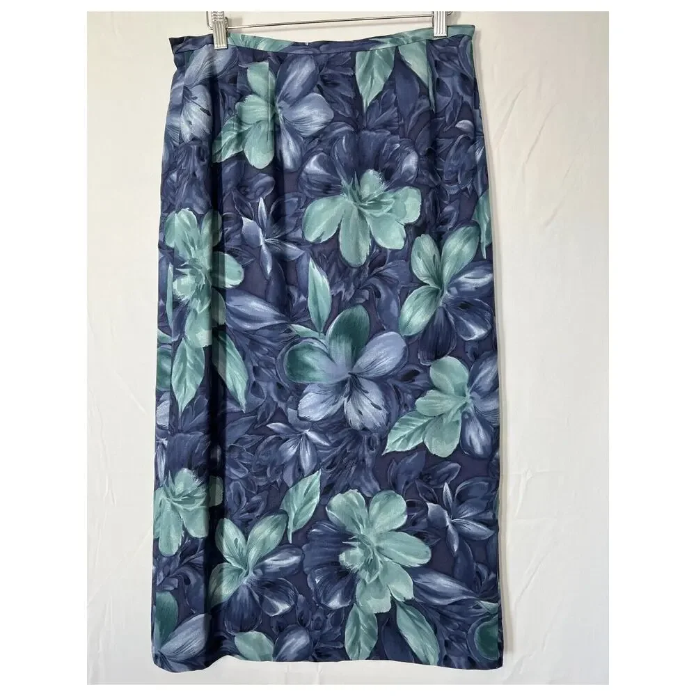 Vtg Talbots Pure Silk Wrap Maxi Skirt Womens Size 10 Petite Floral Vacation - Picture 5 of 12